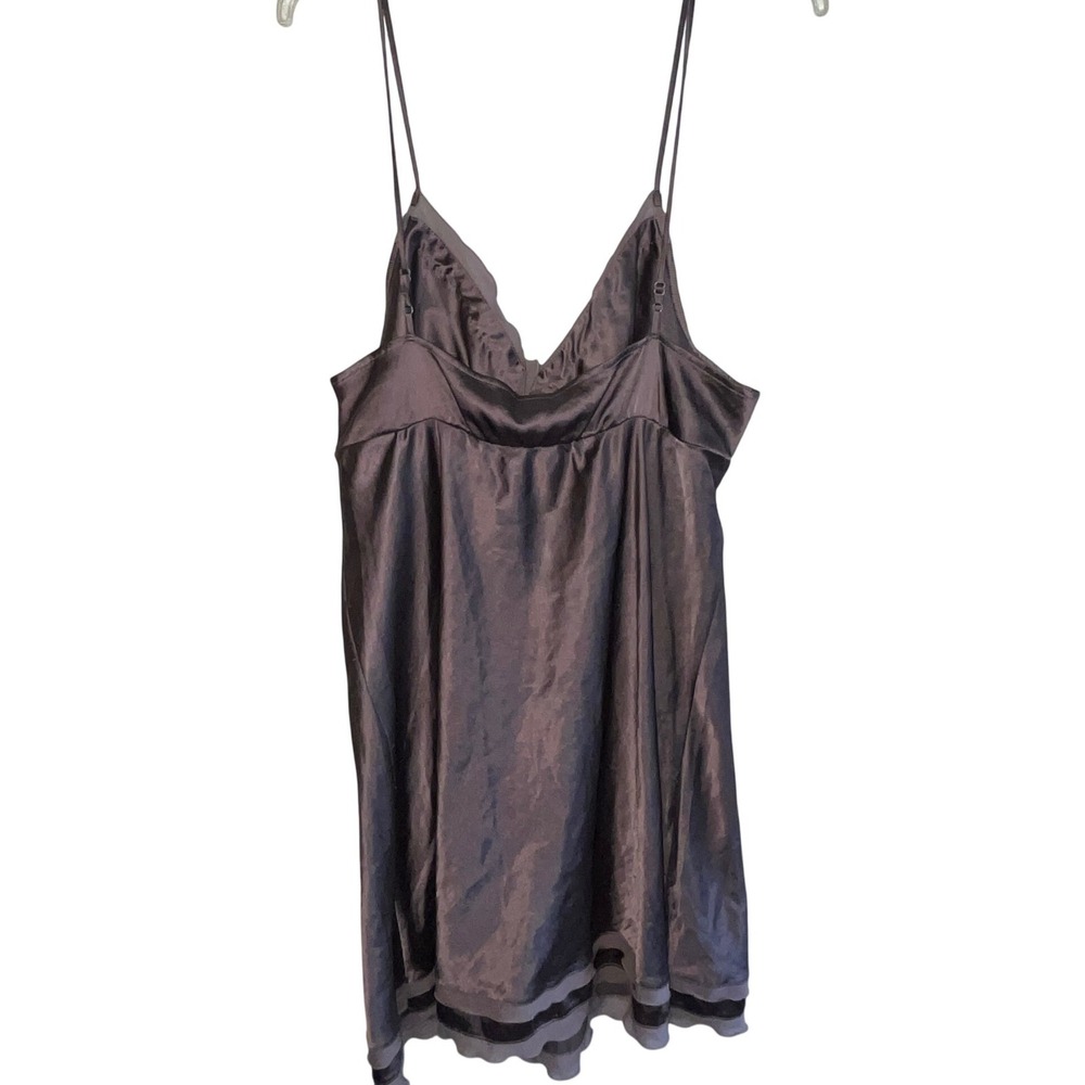 Victoria's Secret Satin Chemise Nightgown Slip Dress Purple Lace Trim Large Y2K - Picture 2 of 9